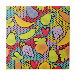 Pattern with fruits and vegetables tile