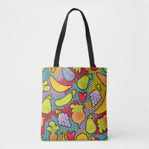 Pattern with fruits and vegetables tote bag