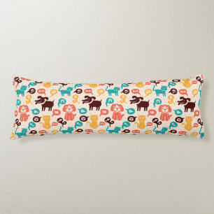 Pattern With Funny Cats And Dogs Body Cushion