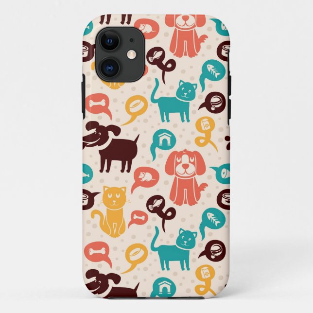 Pattern With Funny Cats And Dogs Case-Mate iPhone Case (Back)