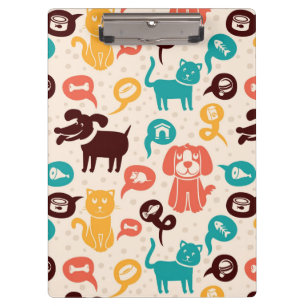 Pattern With Funny Cats And Dogs Clipboard