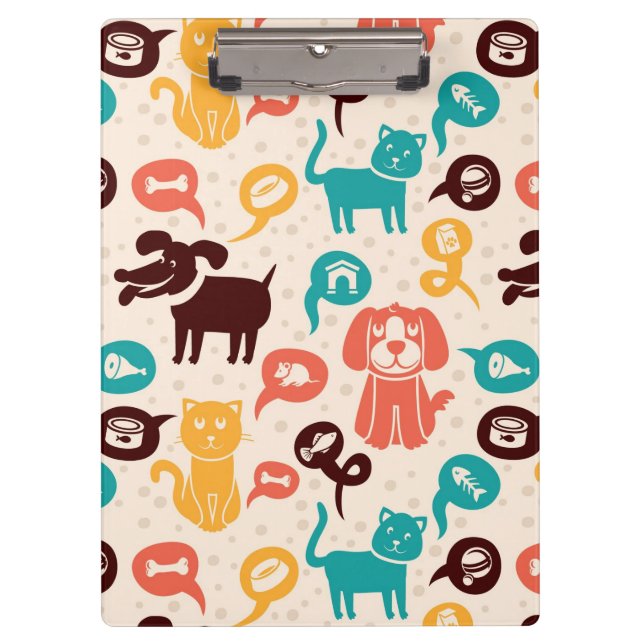 Pattern With Funny Cats And Dogs Clipboard (Front)