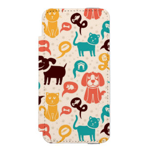 Pattern With Funny Cats And Dogs Incipio Watson™ iPhone 5 Wallet Case