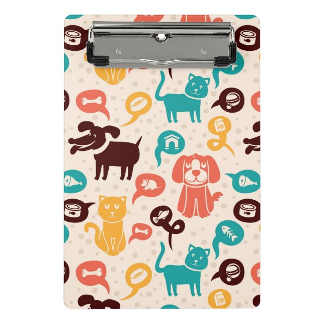 Pattern With Funny Cats And Dogs Mini Clipboard (Front)