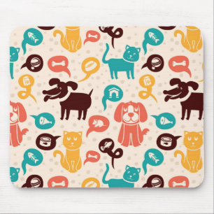 Pattern With Funny Cats And Dogs Mouse Mat