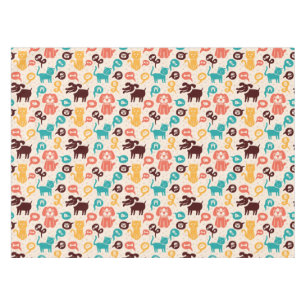 Pattern With Funny Cats And Dogs Tablecloth