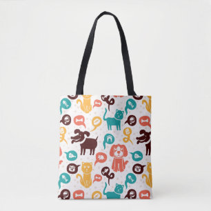 Pattern With Funny Cats And Dogs Tote Bag