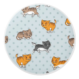 pattern with funny cats ceramic knob