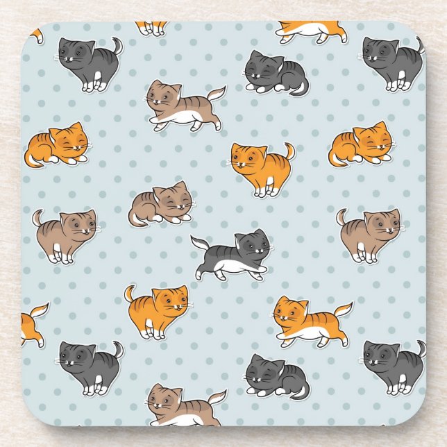 pattern with funny cats coaster (Front)