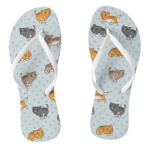 pattern with funny cats flip flops