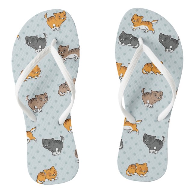 pattern with funny cats flip flops (Footbed)