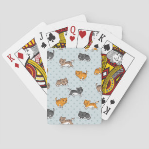pattern with funny cats playing cards