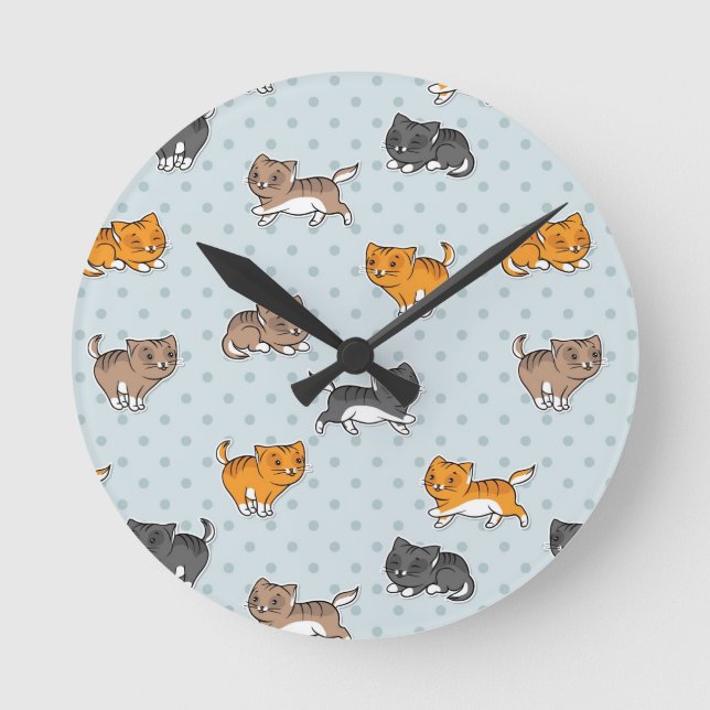 pattern with funny cats round clock (Front)