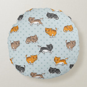 pattern with funny cats round cushion