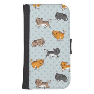 pattern with funny cats samsung s4 wallet case