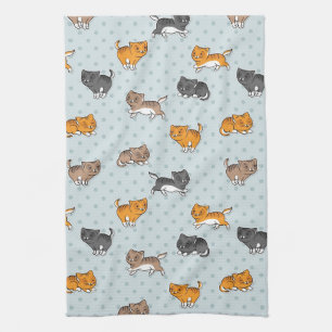 pattern with funny cats tea towel