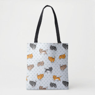 pattern with funny cats tote bag