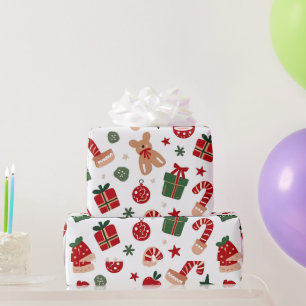 Pattern with Gifts, Candy Canes, and Toys Wrapping Paper