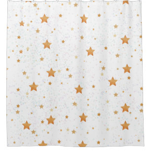 pattern with golden stars    shower curtain