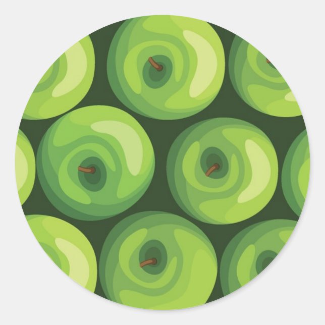 Pattern with Green Apples Classic Round Sticker (Front)
