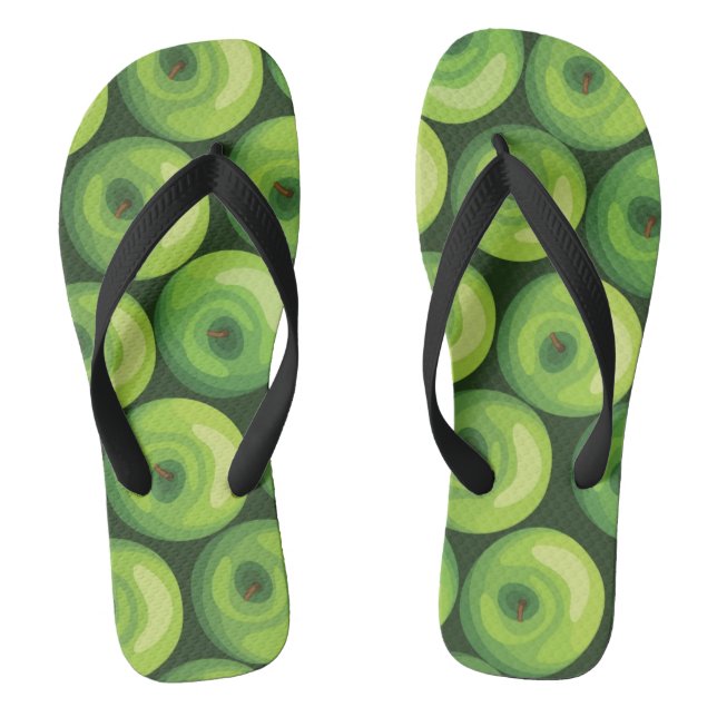 Pattern with Green Apples Flip Flops (Footbed)