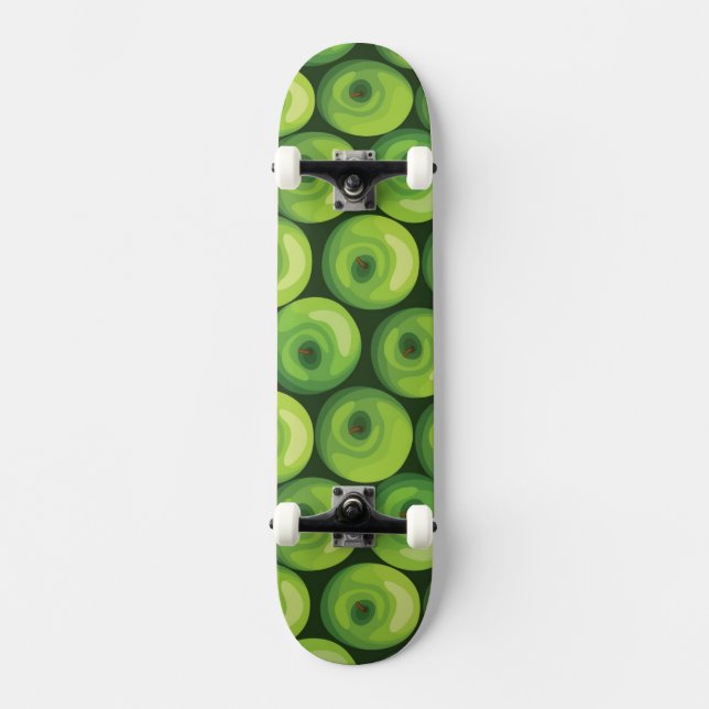 Pattern with Green Apples Skateboard (Front)