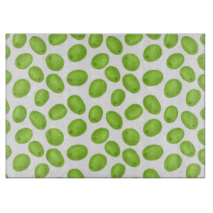 Pattern with  green olives cutting board