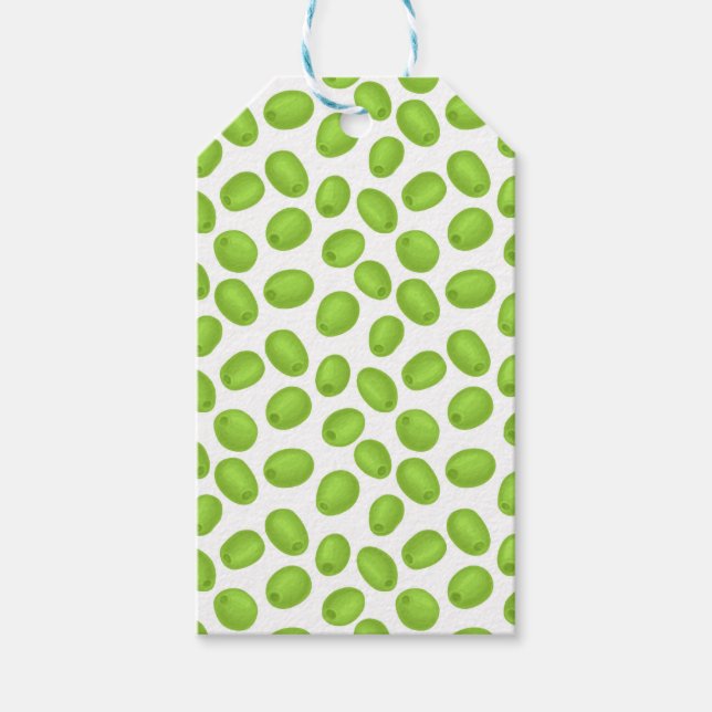 Pattern with  green olives gift tags (Front)