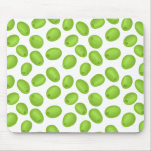 Pattern with  green olives mouse mat
