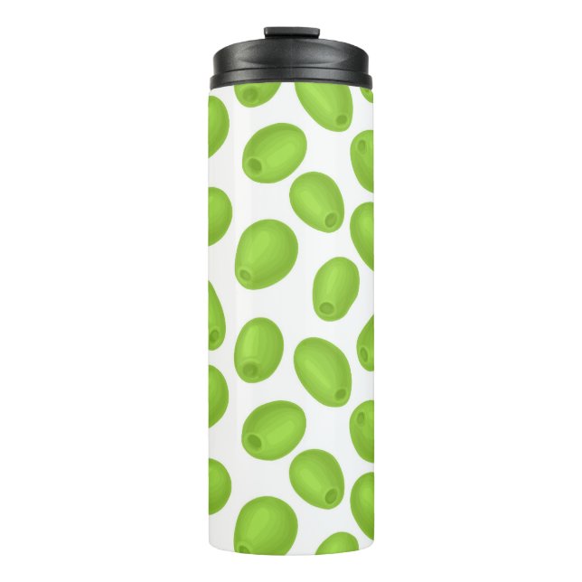 Pattern with  green olives thermal tumbler (Front)