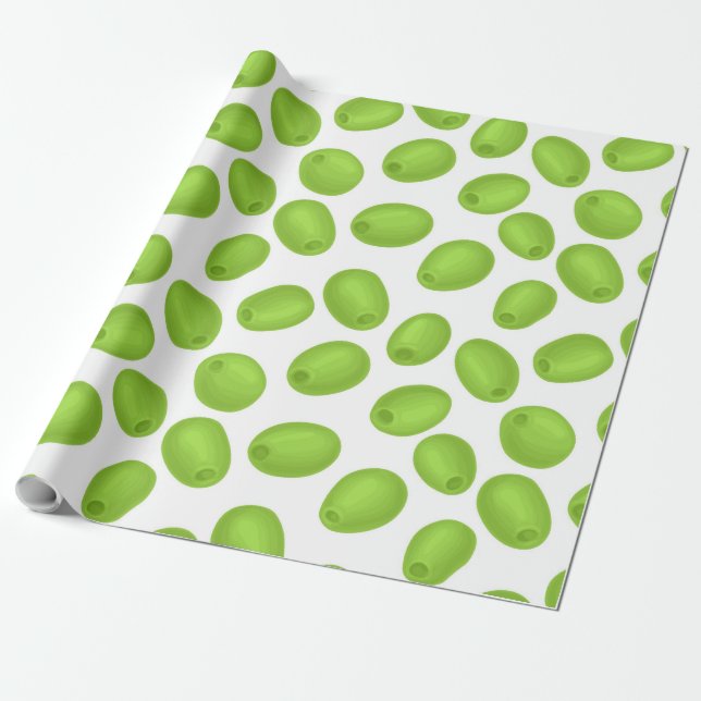 Pattern with  green olives wrapping paper (Unrolled)