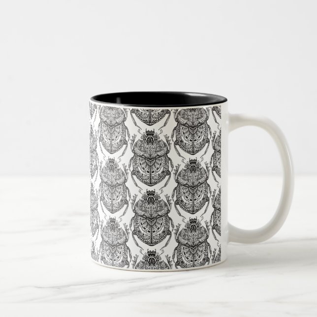 Pattern With Hand Doodle Two-Tone Coffee Mug (Right)