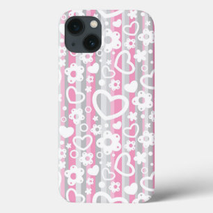 Pattern with Hearts and Flowers iPhone 13 Case