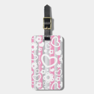 Pattern with Hearts and Flowers Luggage Tag