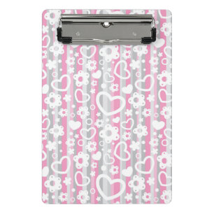 Pattern with Hearts and Flowers Mini Clipboard