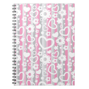 Pattern with Hearts and Flowers Notebook