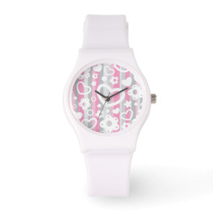 Pattern with Hearts and Flowers Watch