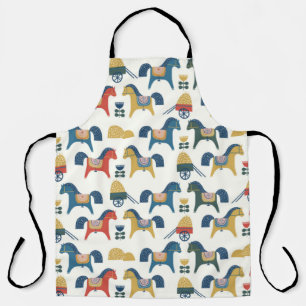 Pattern with horses inspired by scandinavian art.  apron