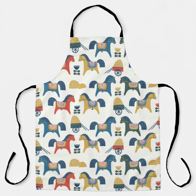 Pattern with horses inspired by scandinavian art.  apron (Front)