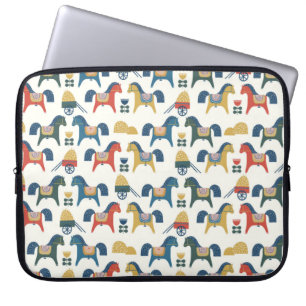 Pattern with horses inspired by scandinavian art. laptop sleeve