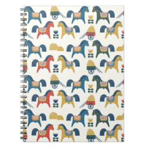 Pattern with horses inspired by scandinavian art. notebook