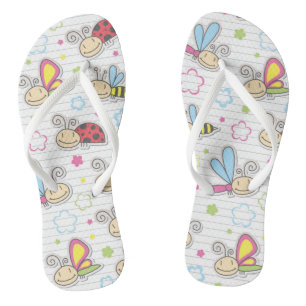 pattern with insects flip flops