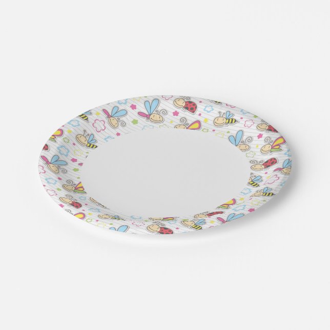 pattern with insects paper plate (Angled)