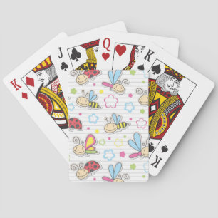 pattern with insects playing cards