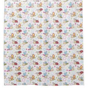 pattern with insects shower curtain