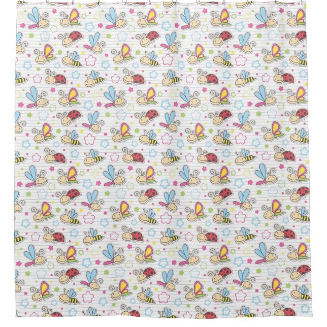 pattern with insects shower curtain (Front)