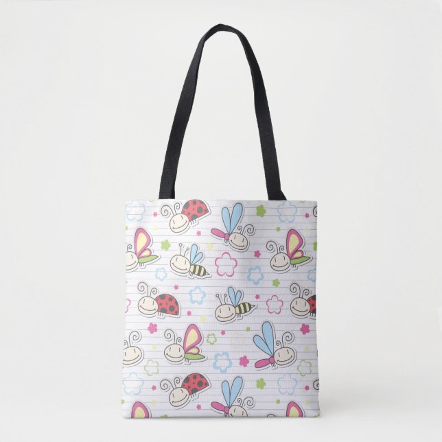 pattern with insects tote bag (Front)