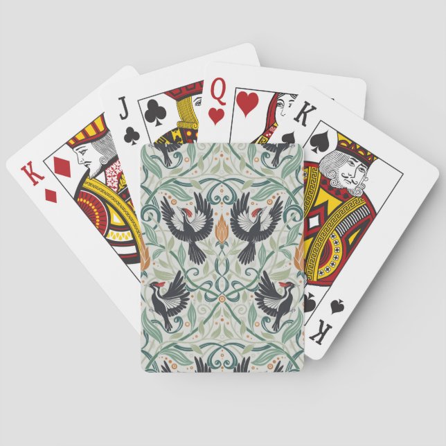 Pattern with Ivory-billed woodpeckers Playing Cards (Back)