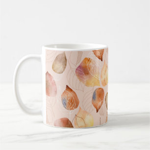 Pattern with leaves. Graphic and watercolor leaf. Coffee Mug