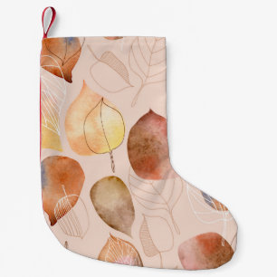 Pattern with leaves. Graphic and watercolor leaf. Small Christmas Stocking